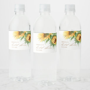Elegante rustikale Sonnenblumen-Brautparty Wasserflaschenetikett