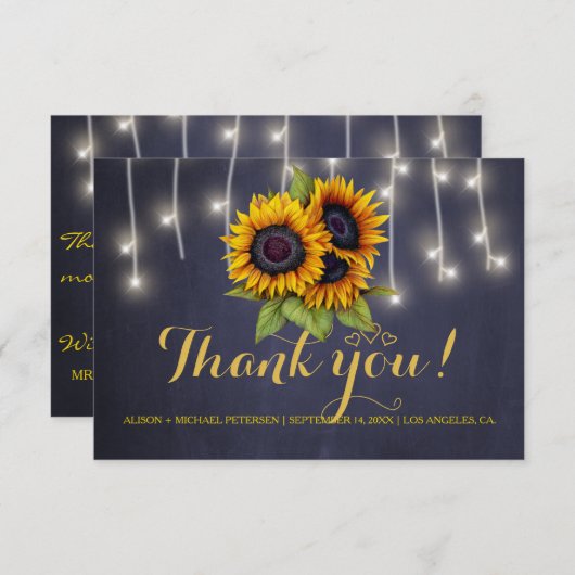 Elegante rustikale Sonnenblumen fallen danke Ihnen (Vorne/Hinten)