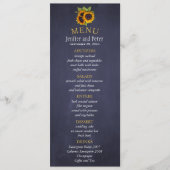 Elegante rustikale Sonnenblumen fallen Marine Hoch Menükarte (Vorderseite)