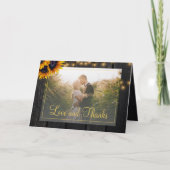 Elegante rustikale Sonnenblumen Foto Hochzeit dank Dankeskarte (Vorderseite)