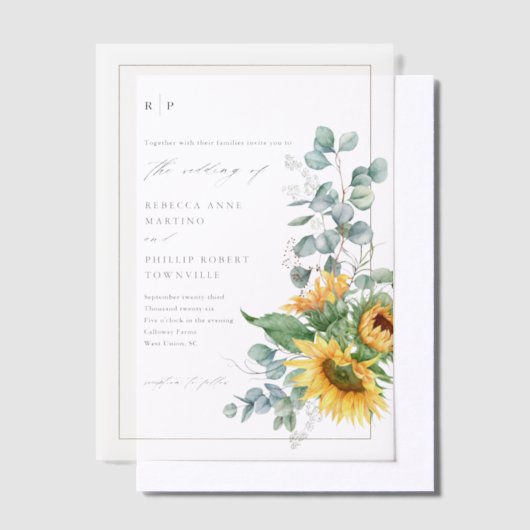 Elegante rustikale Sonnenblumen Hochzeit im Herbst Pergament Einladungen (Versetzt)