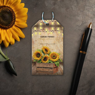 Elegante Rustikale Sonnenblumen-Kiste Moderne Baby Geschenkanhänger