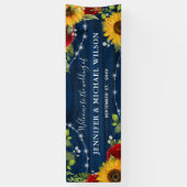 Elegante Rustikale Sonnenblumen Rose Begrüßung Hoc Banner (Vertikal)