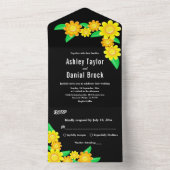 Elegante rustikale Sonnenblumen Schwarze Blütenhoc All In One Einladung (Innen Boden)