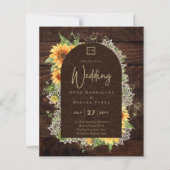 Elegante rustikale Sonnenblumen und Hochzeitsempfa (Vorderseite)