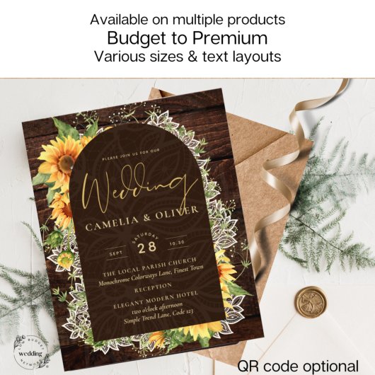 Elegante rustikale Sonnenblumen und Hochzeitsempfa Flyer