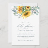 Elegante rustikale Sonnenblumendusche Einladung (Vorderseite)