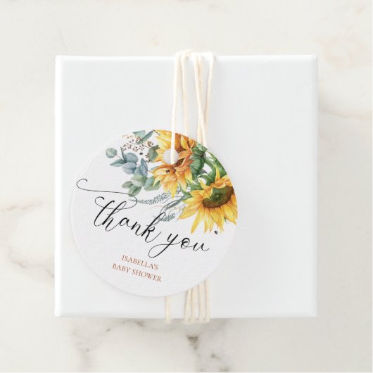 Elegante rustikale Sonnenblumendusche Geschenkanhänger (Beispiel)