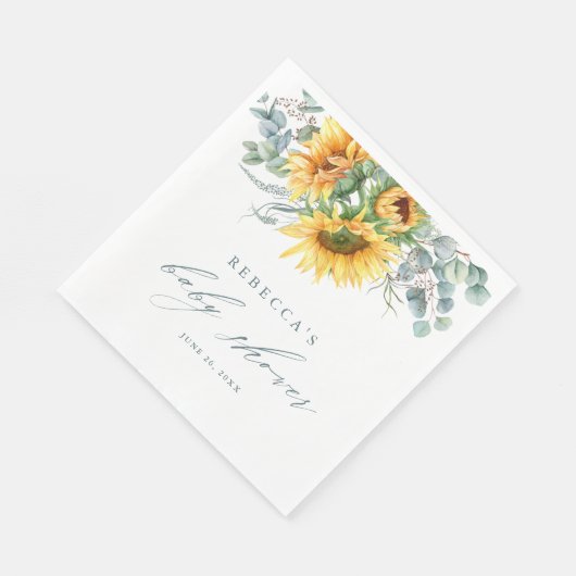 Elegante rustikale Sonnenblumendusche Serviette (Ecke)