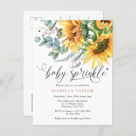 Elegante rustikale Sonnenblumendusche Sprinkle Einladungspostkarte