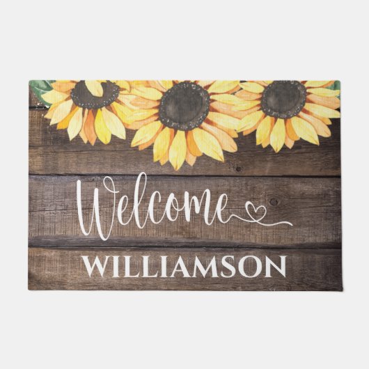 Elegante Rustikale Sonnenblumenfamilie Zuhause Wil Fußmatte (Vorderseite)