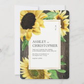 Elegante Rustikale Sonnenblumenhochzeit Einladung (Vorderseite)