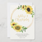Elegante Rustikale Sonnenblumenhochzeit Einladung (Vorderseite)