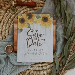 Elegante rustikale Sonnenblumenhochzeit Save The Date