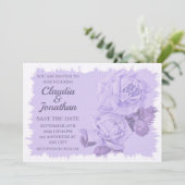 Elegante rustikale staubblaue Rose mit Blumen Save The Date (Stehend Vorderseite)