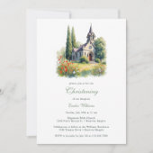 Elegante rustikale Taufkirche Christening Einladung (Vorderseite)