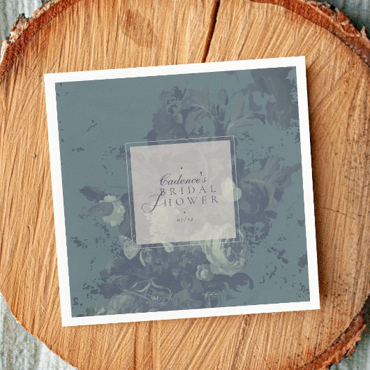 Elegante rustikale Teal-Blumen-Brautparty Serviette