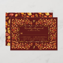 Elegante Rustikale Terracotta-Herbstlaube Hochzeit RSVP Karte