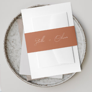 Elegante Rustikale Terrakotta-Script-Namen Hochzei Einladungsbanderole