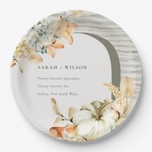 Elegante Rustikale Trauung des Kürbiskürbis Arch B Pappteller (Vorderseite)