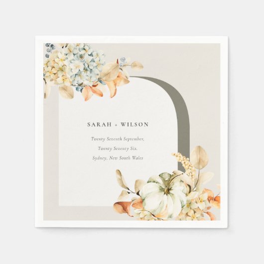 Elegante Rustikale Trauung des Kürbiskürbis Arch B Serviette (Vorderseite)