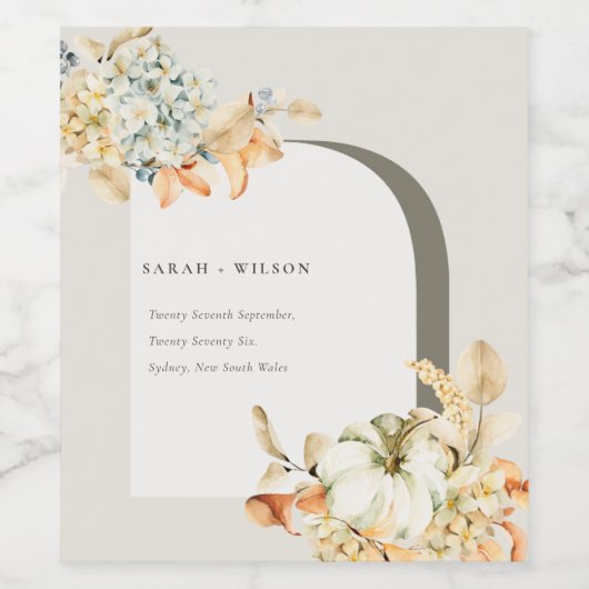 Elegante Rustikale Trauung des Kürbiskürbis Arch B Weinetikett (Einzelnes Label)