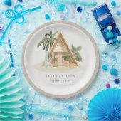 Elegante rustikale Tropical Palm Beach Shack Hochz Pappteller (Party)
