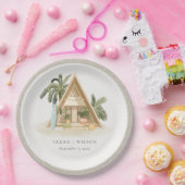 Elegante rustikale Tropical Palm Beach Shack Hochz Pappteller (Party)