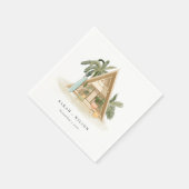 Elegante rustikale Tropical Palm Beach Shack Hochz Serviette (Ecke)