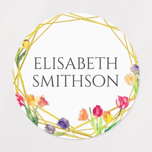 Elegante rustikale Tulip Frühlingsblumen Ihren Nam Etiketten (Design 2)