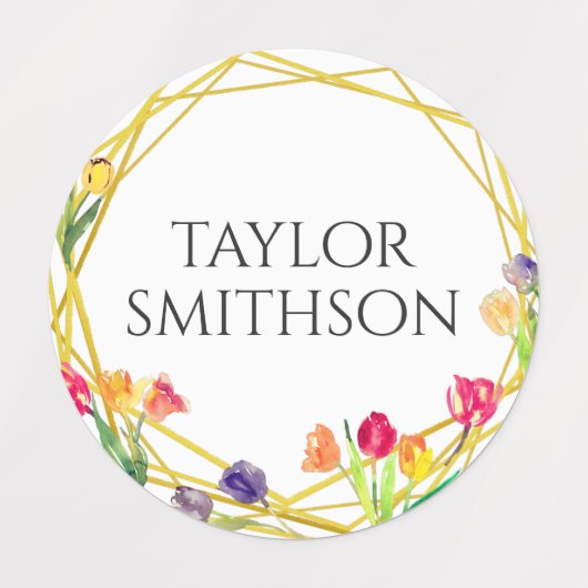Elegante rustikale Tulip Frühlingsblumen Ihren Nam Etiketten (Design 1)