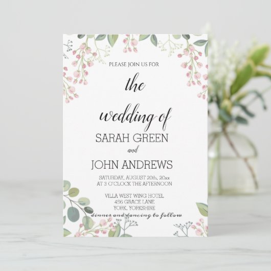 Elegante Rustikale Vegetation Einladung (Stehend Vorderseite)