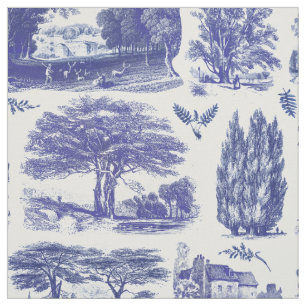 Elegante Rustikale Vintag Blue Country Toile Stoff