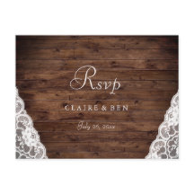 Elegante Rustikale Vintag Lace Wedding RSVP Postka