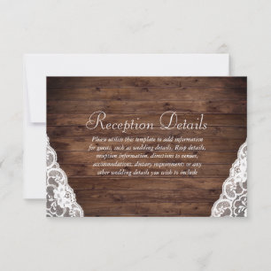 Elegante Rustikale Vintage-Hochzeitsempfangsdetail Einladung