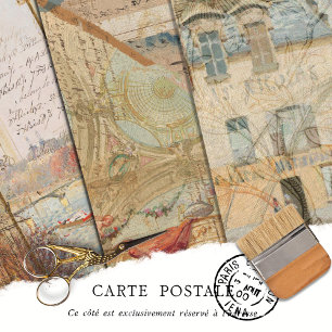 Elegante rustikale Vintage Textur Decoupage Geschenkpapier Set