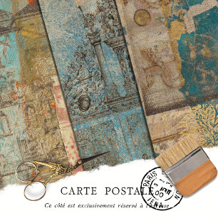 Elegante rustikale Vintage Textur Decoupage Geschenkpapier Set