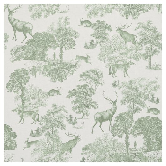 Elegante rustikale Vintage weiche Weide Grüne Hirs Stoff (Muster)