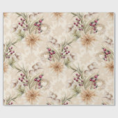 Elegante Rustikale Wasserfarbe Botanische Weihnach Geschenkpapier (Flach)