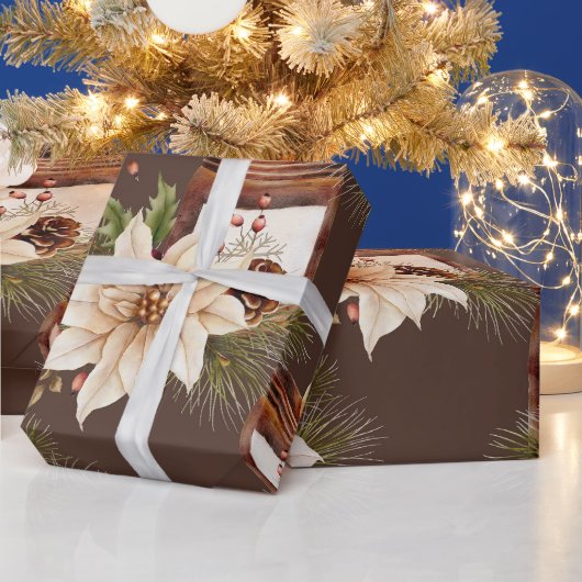 Elegante Rustikale Wasserfarbe Botanische Weihnach Geschenkpapier (Feiertage)