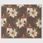 Elegante Rustikale Wasserfarbe Botanische Weihnach Geschenkpapier (Flach)