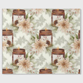 Elegante Rustikale Wasserfarbe Botanische Weihnach Geschenkpapier (Flach)