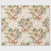 Elegante Rustikale Wasserfarbe Botanische Weihnach Geschenkpapier (Flach)