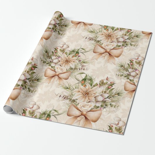 Elegante Rustikale Wasserfarbe Botanische Weihnach Geschenkpapier (Ungerollt)