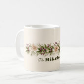 Elegante Rustikale Wasserfarbe Botanische Weihnach Kaffeetasse (Vorderseite Links)