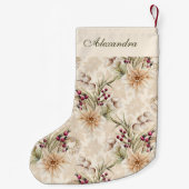 Elegante Rustikale Wasserfarbe Botanische Weihnach Kleiner Weihnachtsstrumpf (Rückseite)