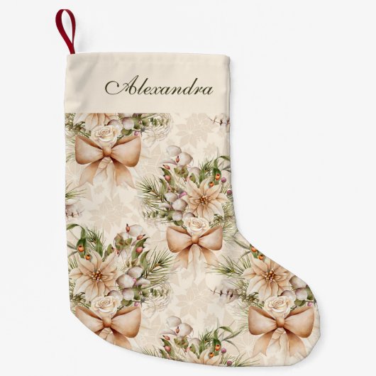 Elegante Rustikale Wasserfarbe Botanische Weihnach Kleiner Weihnachtsstrumpf (Vorderseite)