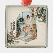 Elegante Rustikale Wasserfarbe Botanische Weihnach Ornament Aus Metall (Vorne)