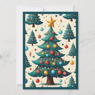 Elegante rustikale Wasserfarbe Frohe Weihnachtsbau Feiertagskarte