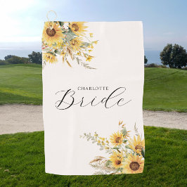 Elegante Rustikale Wasserfarbe Sonnenblumen Blumen Golfhandtuch